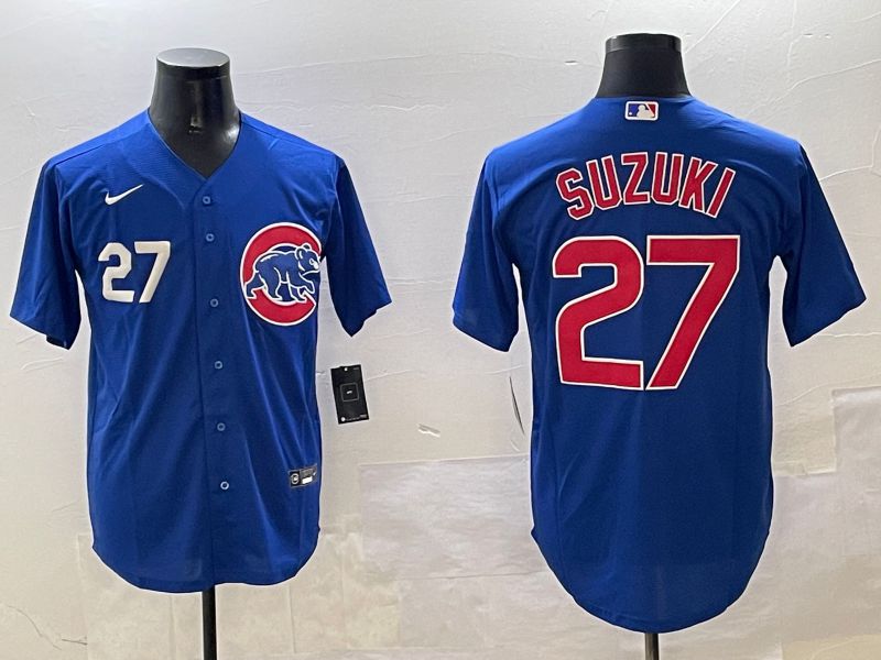 Men Chicago Cubs #27 Suzuki Blue Game 2025 Nike MLB Jersey style 2->chicago cubs->MLB Jersey